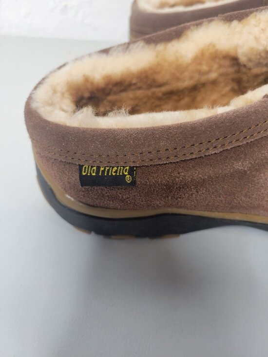 Old Friend Men\'s Size 11 Sheepskin Lined Suede Leather Hard Sole Slippers Brown main image 5